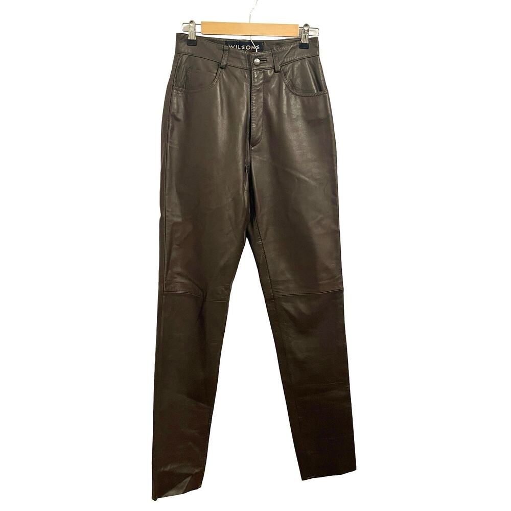 Vintage Wilsons Leather Pants Womens 6 Brown Slim‎ Leg Indie Equestrian Riding